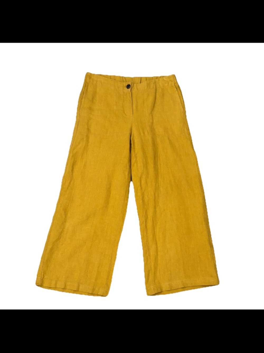 J Jill Love Linen Women's Wide-Leg Crop Pants in Mustard Yellow - Picture 2 of 3